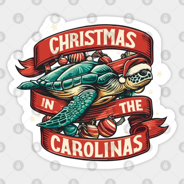 Christmas In The Carolinas Sea Turtle With Santa Hat Sticker by SubtleSplit